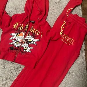 Ed hardy cropped jacket and flared pants